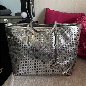 Silver Designer Tote Bag